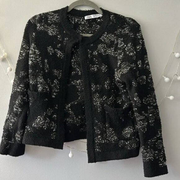 SEQUIN METALLIC THREAD KNIT CARDIGANBLACK size S - Picture 4 of 11
